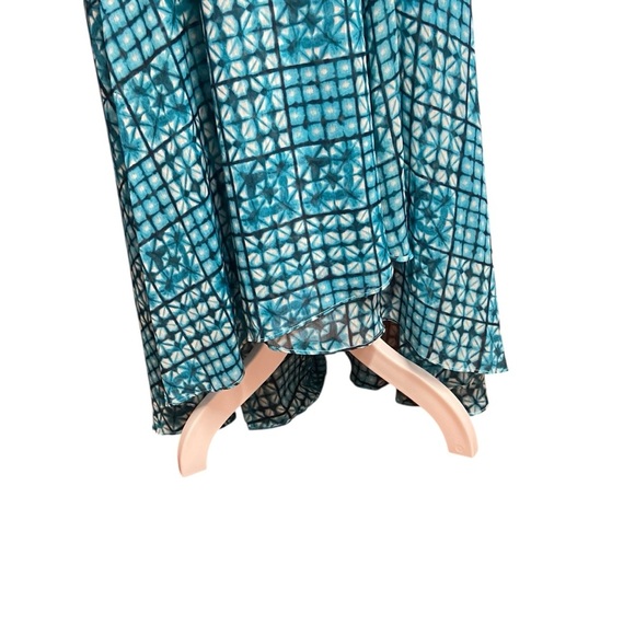 TOMMY HILFIGER V-NECK LINED SURPLICE FAUX-WRAP MAXI DRESS Size 16 Teal White - Picture 6 of 16